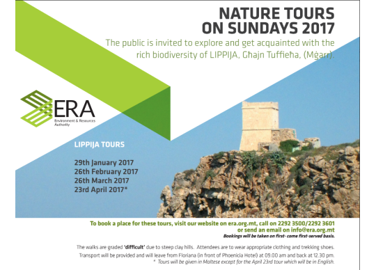 Nature Tours Sundays at Lippija, Mgarr Malta What's On Malta Guide