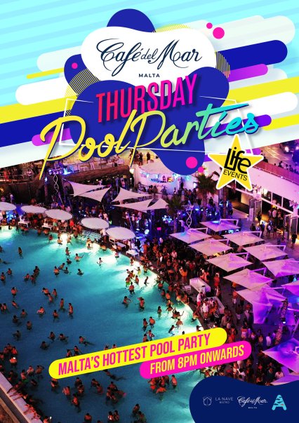 Café Del Mar - Thursday Pool Parties - by Life Events in Malta, Special Events Malta,  6.07.2023 -  7.09.2023