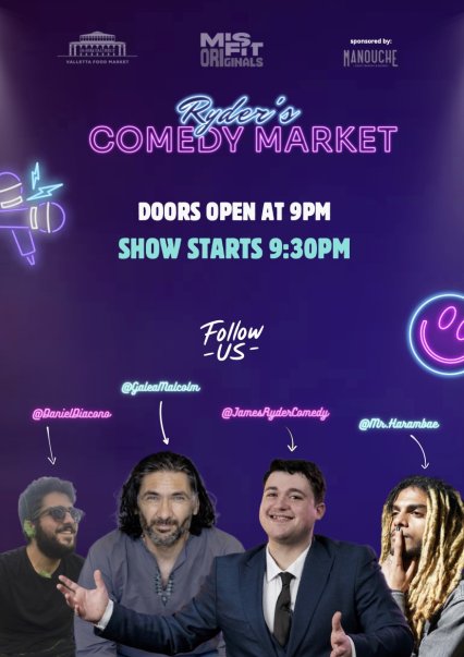 Ryder's Comedy Market in Malta, Special Events Malta,  8.03.2024 -  8.03.2024